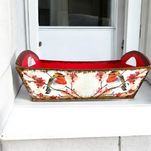 Rotkehlchen Blumentopf, Fensterkasten Pflanzgefäße, Holzpflanzer, Rotkehlchen Blumentopf, Rotkehlchen Geschenke, Geschenk für sie, Outdoor Pflanzer, Gartendekoration, Rotkehlchen erscheinen