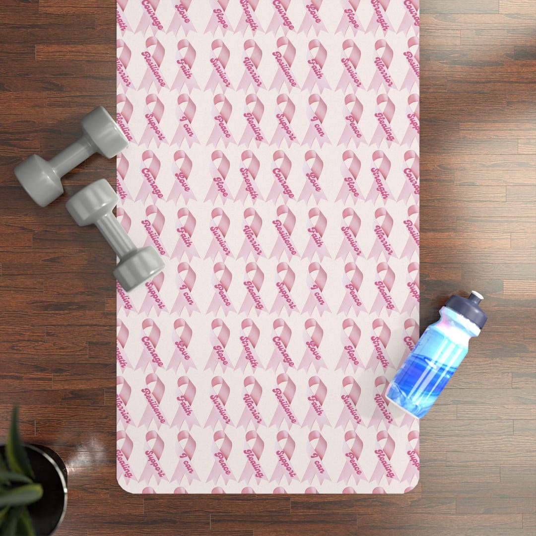 Pink Ribbon Yoga Mat, Breast Cancer Awareness, Pilates Exercise Mat - Etsy