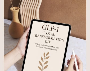 GLP-1 Total Transformation Kit | 30-Day High-Protein Meal Plan, Trackers & Planners | GLP-1 Wellness Digital Download