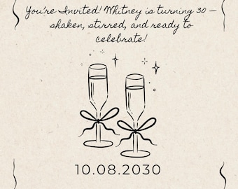 Thirtini 30th Birthday Invitation | Editable Digital Invite | Modern Cocktail Party Evite |  30th Birthday Martini Theme | Canva Template