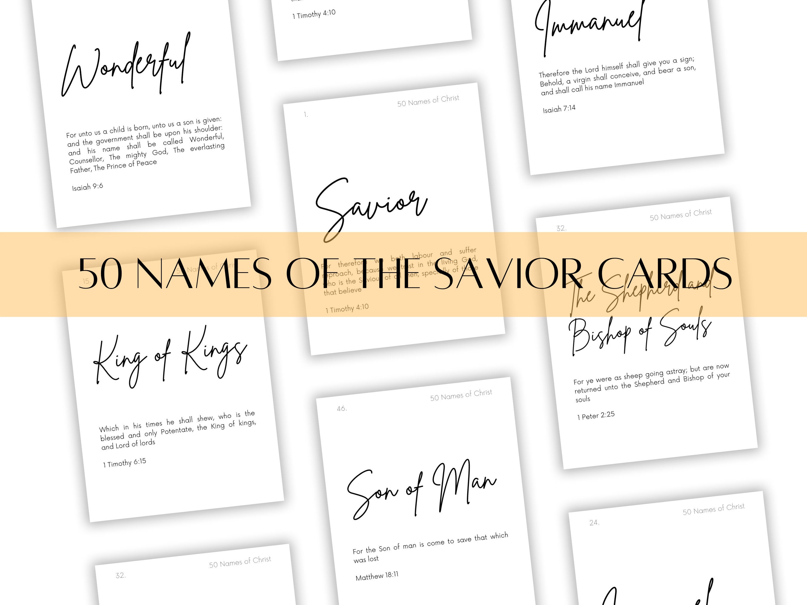 50 Names of the Savior Cards, Names of the Savior, Jesus Christ, Jesus Christ Names, Scripture ...