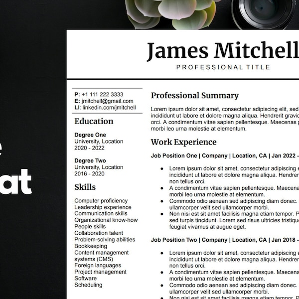 2024 Professional Resume Template - Modern & Customizable CV Design for Google Docs - Instant Download - Stand Out from the Crowd!