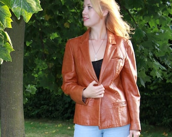 70s Light Brown Leather Western Jacket/Blazer
