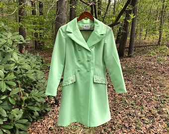 Vintage Bright Spring Green Pea Coat