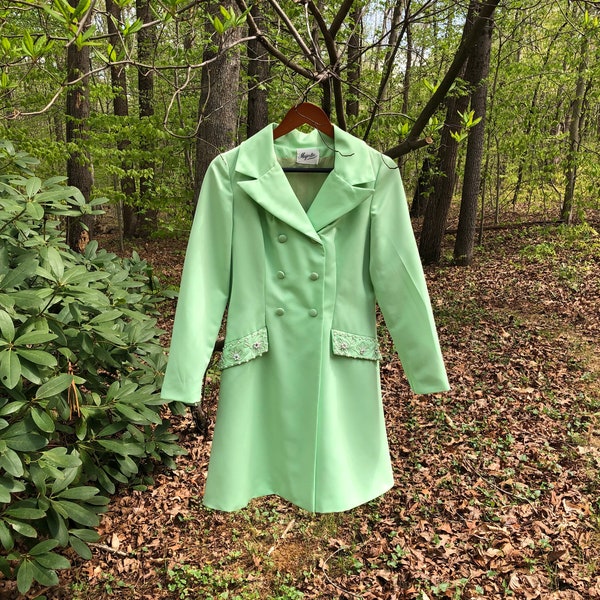 Vintage Bright Spring Green Pea Coat