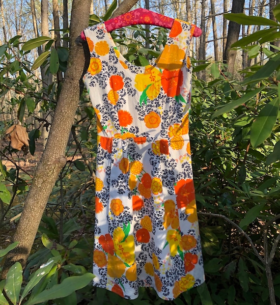 60s Floral Tea Length Summer Dress by Midge Grant