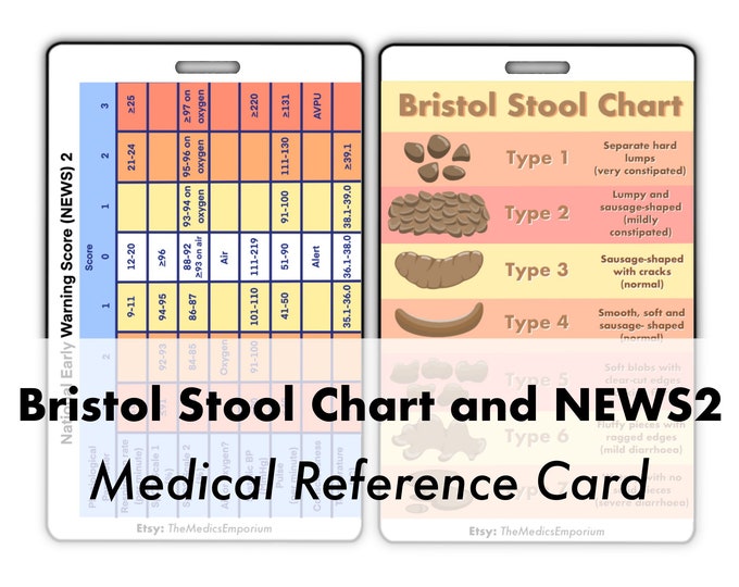 Bristol Stool Chart and NEWS Lanyard Medical Reference Cards Flashcards