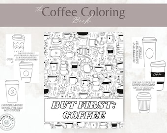 10 Printable Coffee Lover Coloring Pages Bundle, Coffee Lover Quote Printable, Coffee Coloring Book, Coffee Coloring Page, Instant Download!