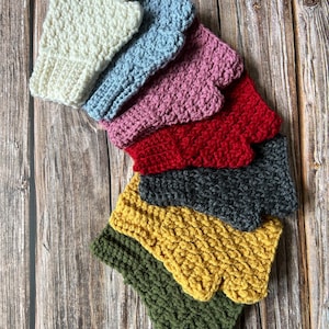 Crocheted Fingerless Mittens or Gloves, Hand Wrist Warmers, Texting Gloves, Women
