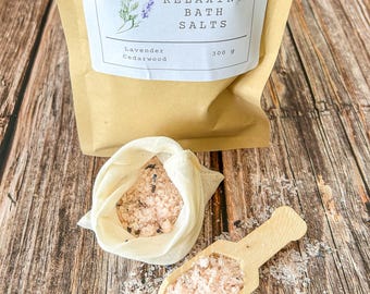 Bath Salts: Lavender Cedarwood, Relaxing, Natural, Handmade - US Tariff Free