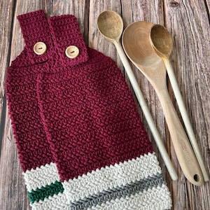 Hanging Kitchen Tea Towel, Crochet Cotton Hand Towel, Wine/Burgundy Collection