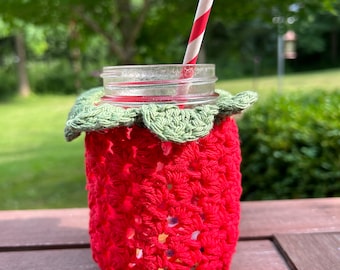 Mason Jar Cover, Mason Jar Cozy, Pint Jar Cozy, Mason Jar Sleeve, Summer Drink Cozy