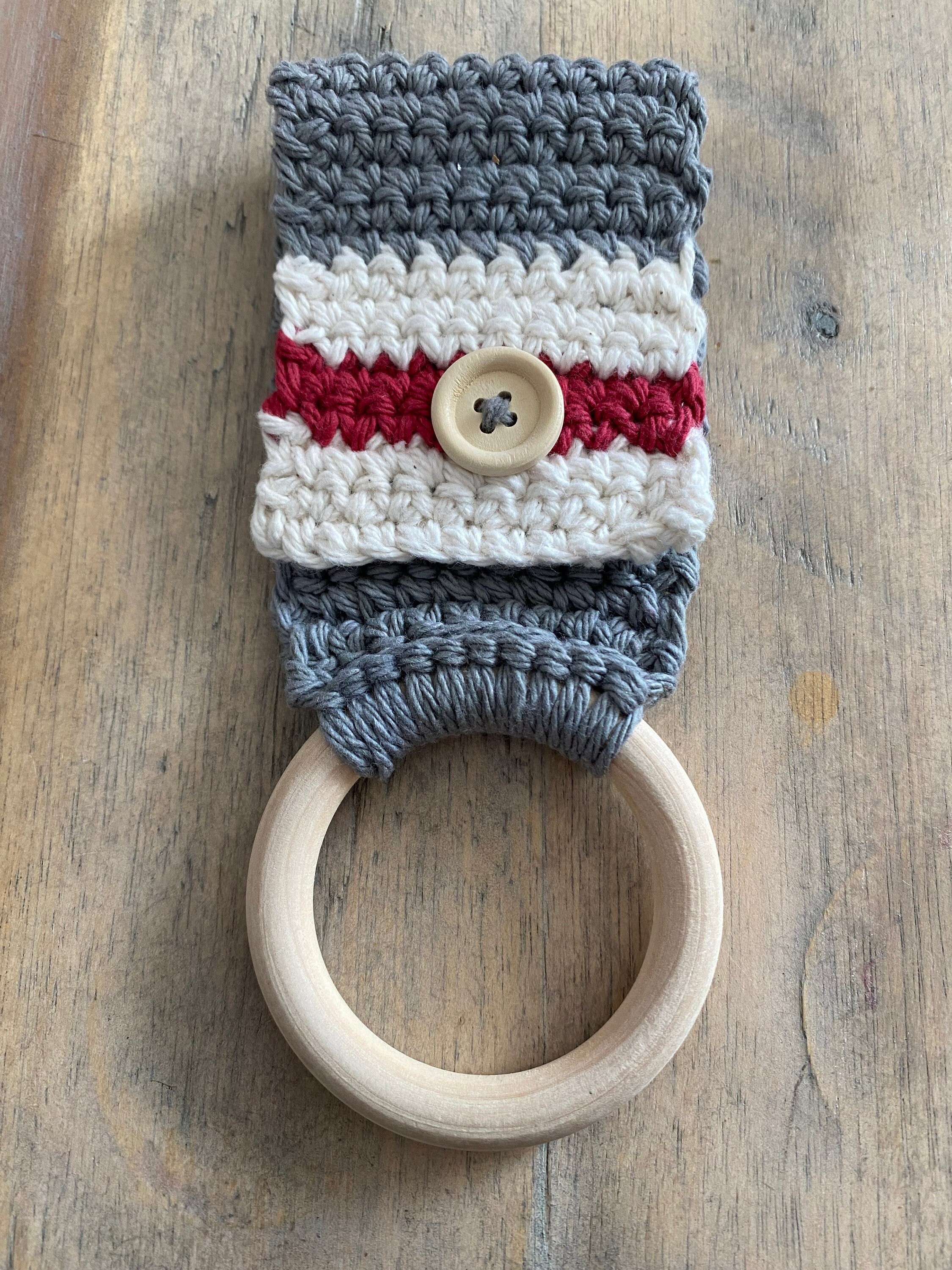 Crocheted Hanging Kitchen Towel Ring, Crocheted Towel Holder, Crocheted