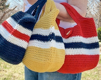 Bucket Bag Purse, Handmade, Crocheted, Cotton - US Tariff Free
