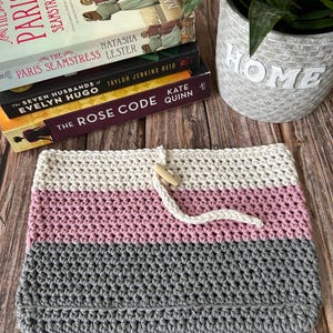 Crocheted Book Cover, Book Sleeve, Colour Block Stripes