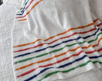 Soft Baby Blanket: Girl, Handmade Crochet, Bright Stripes