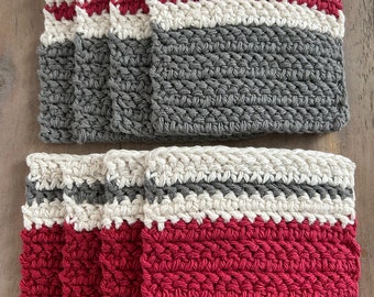 Square Coasters (Set of 4), Canadiana Rustic, Crocheted Cotton - US Tariff Free