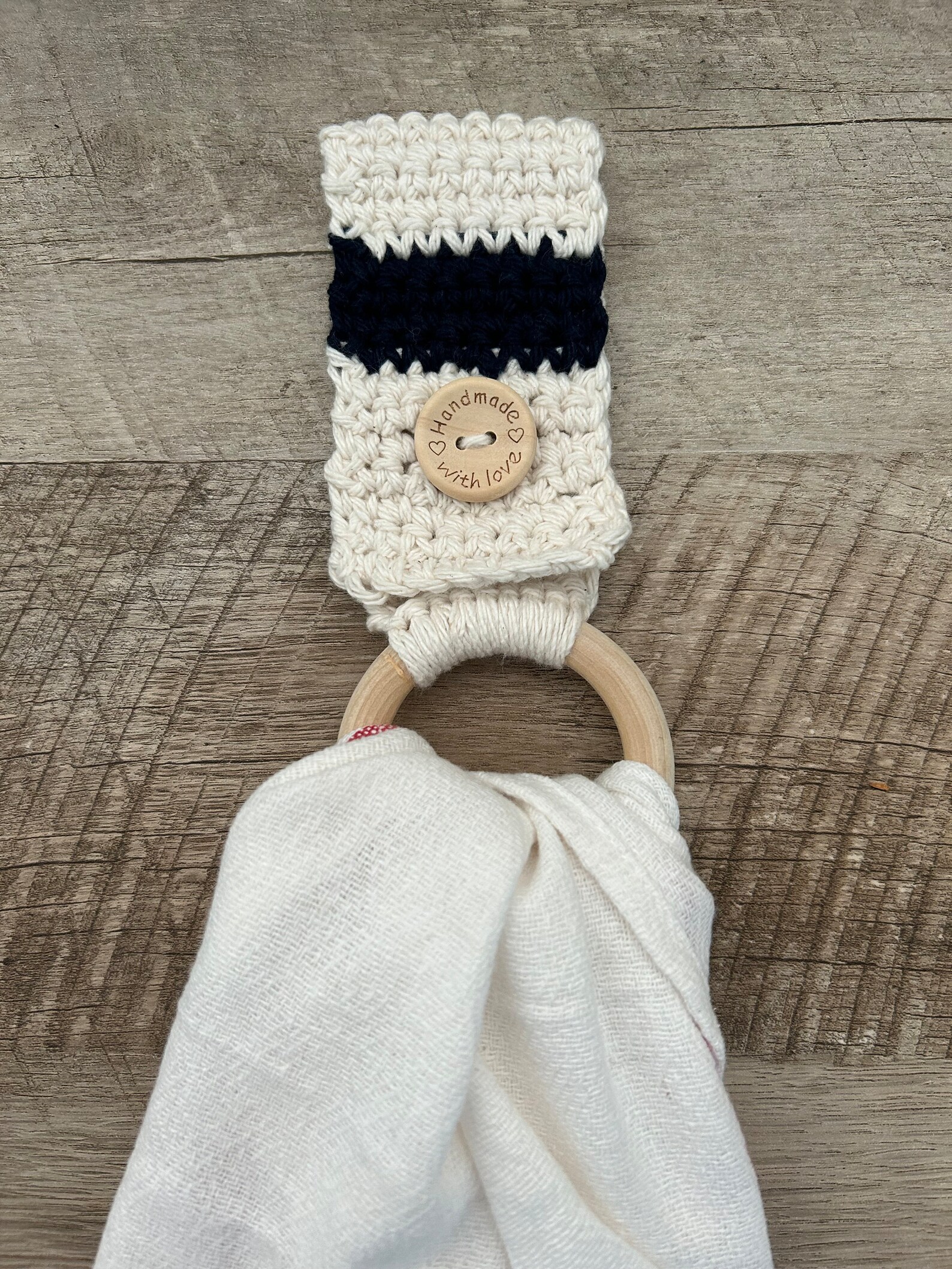 Crocheted Hanging Kitchen Towel Ring, Crocheted Towel Holder, Crocheted