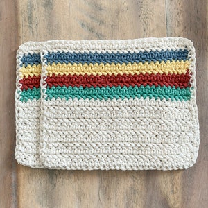 Dishcloths Washcloths, Crochet Cotton, Eco Friendly Durable Hudson Bay HBC Stripe Inspired