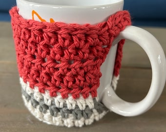 Mug Cozy, Coffee Cup Sleeve, Crocheted Mug Cozy, Canadiana, Mug Cozy without buttons, Coffee Cup Cozy, Reusable Cozy Sleeve