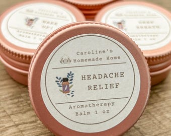 Headache Relief Balm: All Natural, Aromatherapy Inhaler, Handmade - US Tariff Free