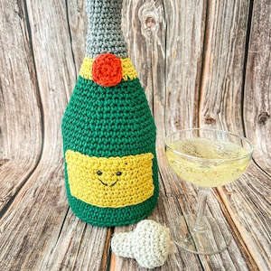 Champagne Bottle Plushie, Amigurumi Champagne