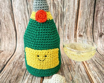 Champagne Bottle Plushie, Amigurumi Champagne - US Tariff Free