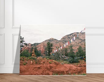 Impresión del Templo de Sedona: Banderas de oración, arte mural zen espiritual