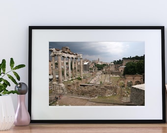 Impresión fotográfica cinematográfica del Foro Romano: Arte mural de viajes por Italia (descarga digital)