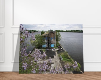 Impresión de grafiti del muelle de Filadelfia: Lavanda primaveral, arte mural urbano