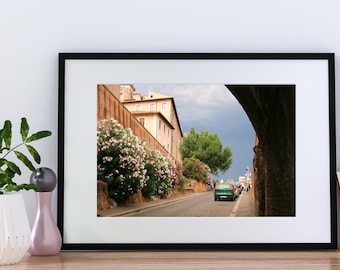 Arte mural de flores de primavera en Roma: Foto de una villa italiana (descarga digital)