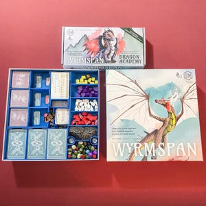 Wyrmspan + Dragon Academy Expansion Insert, 3D Printed Organizer, Holds Sleeved Cards