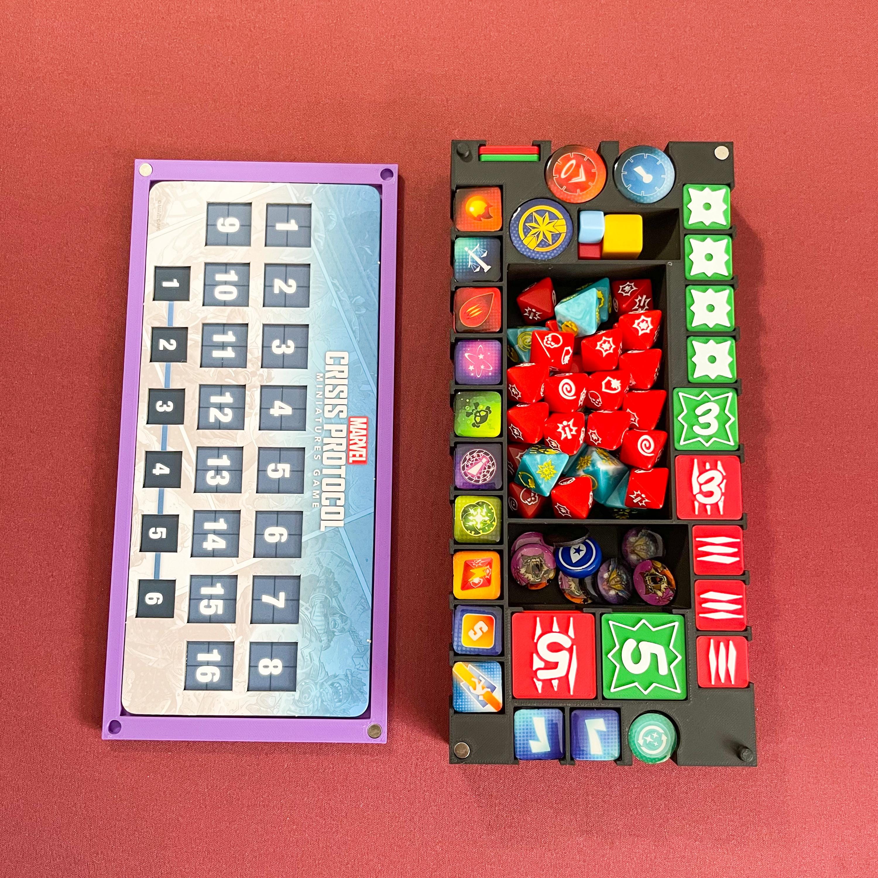 Marvel Crisis Protocol Token Holder, 3D Printed MCP Token Box & VP Tracker for Cardboard Tokens