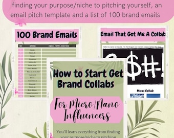How To Get PR And Collabs As A Micro or Nano Influencer Bundle: Ebook, Email Pitch Template And 100 Brand Emails Included