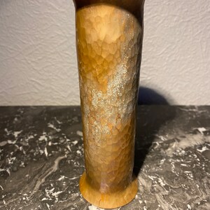 Vintage Round Arts and Crafts Copper Vase. GWG. Hand Hammered Scalloped Edge. image 4