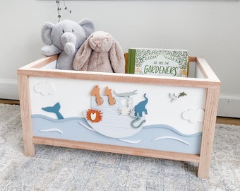 Noah's Ark Toy Chest - toy storage - nursery decor - 1st birthday - baby shower - girl's room - boy's room - playroom storage