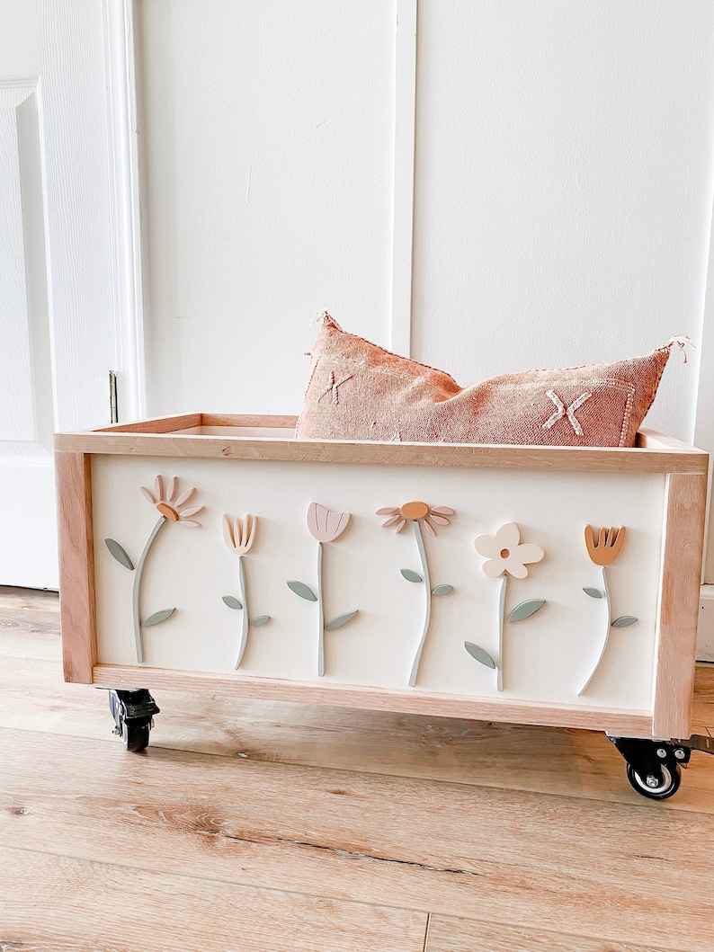 Wildflower Toy Chest Girl's Room Toy Storage Nursery Etsy