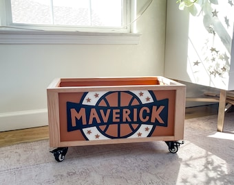 Basketball Toy Chest - boy's room - toy storage - nursery decor - 1st birthday - baby shower - sports theme - basketball decor