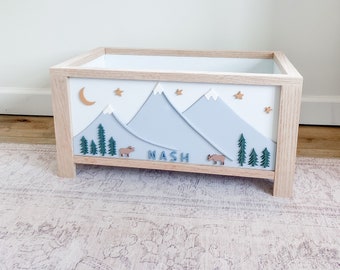 Snow-Capped Mountain Toy Chest - toy storage - nursery decor - 1st birthday - baby shower - playroom - boy's room - girl's room