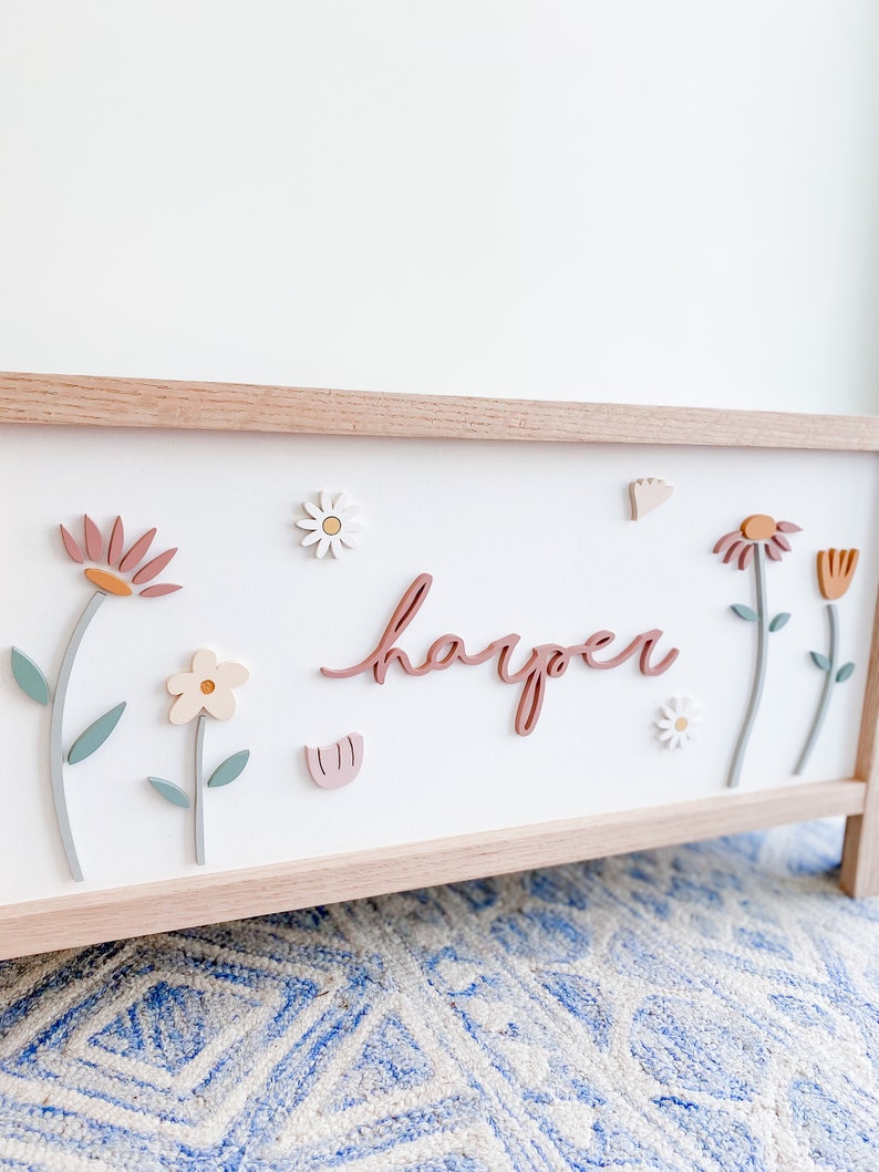 Wildflower Toy Chest With Name Girl's Room Toy Storage Etsy Canada