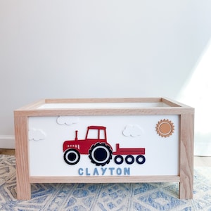 Tractor Toy Chest - boy&#39;s room - toy storage - nursery decor - 1st birthday - baby shower - farm theme - farm decor