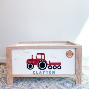 Tractor Toy Chest - boy's room - toy storage - nursery decor - 1st birthday - baby shower - farm theme - farm decor