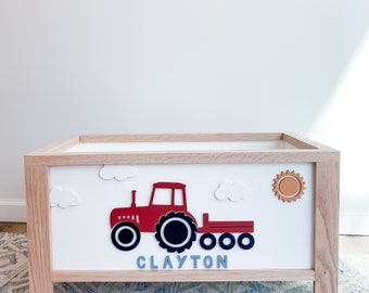 Tractor Toy Chest - boy's room - toy storage - nursery decor - 1st birthday - baby shower - farm theme - farm decor