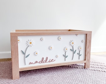 Daisy Toy Chest with Name (white) - girl's room - toy storage - nursery decor - 1st birthday - baby shower - flowers - daisy