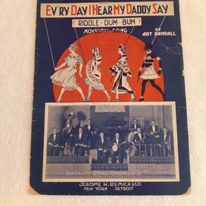 Vintage 1924 &quot;Every Day I Hear My Daddy Say&quot; by Art Randall