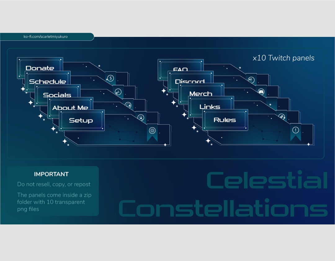 Celestial Constellations | 10 Twitch Panels Set - Etsy