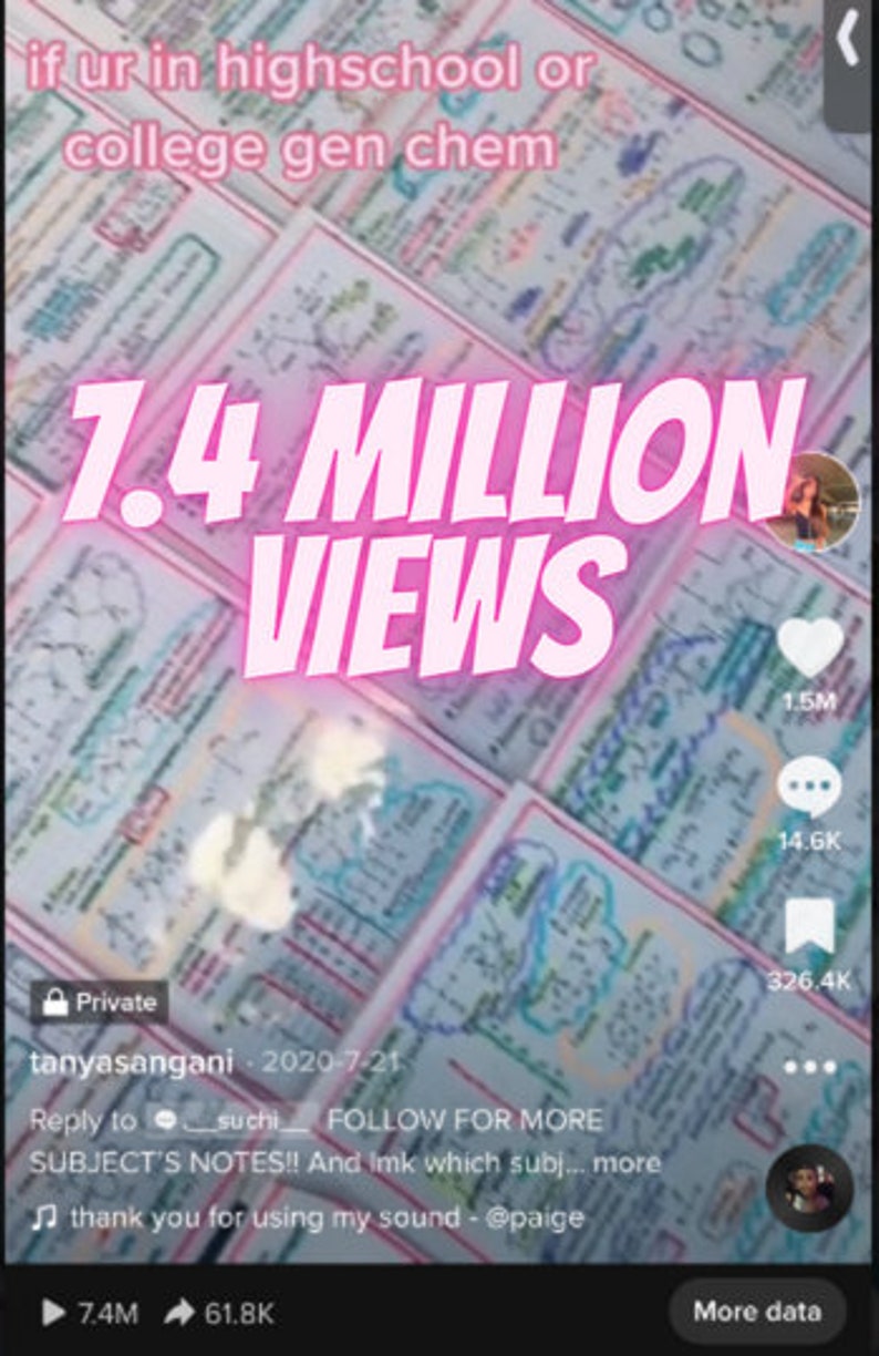 TIKTOK FAMOUS Chemistry Notes by Tanya Sangani Etsy
