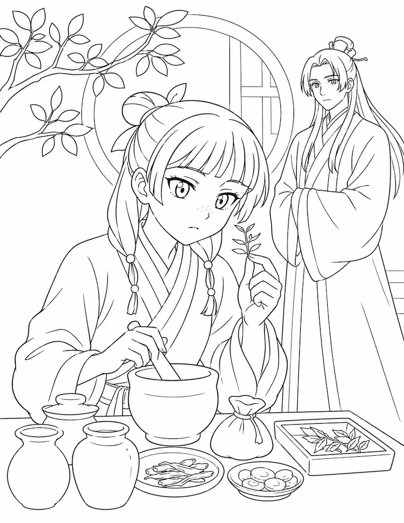 The Apothecary Diaries Coloring Book | Anime Coloring Printable Pages (Digital Download)