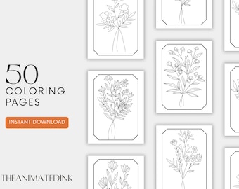 50 Coloring Pages, Printable Coloring Pages For Kids, Gift Ideas Digital Art