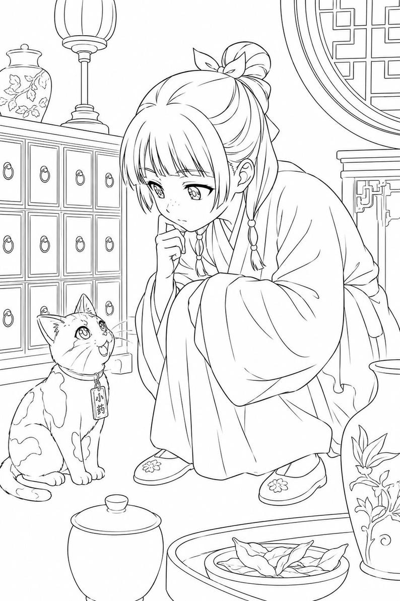 The Apothecary Diaries Coloring Book | Anime Coloring Printable Pages (Digital Download)